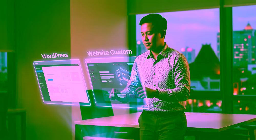 WordPress vs Custom development decision in Surabaya business context.